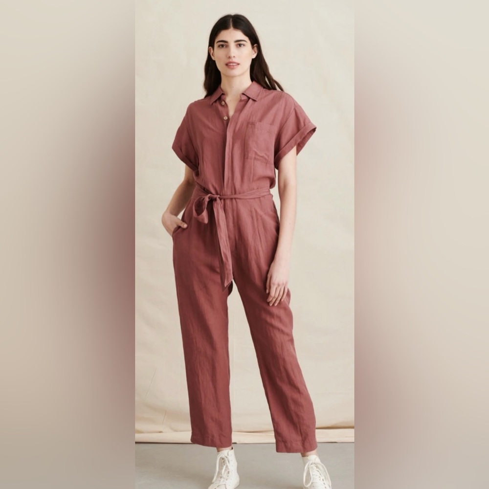 Alex Mill Mauve Linen Tie-Waist Jumpsuit